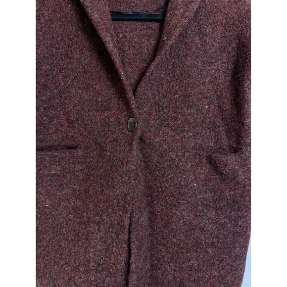 UNIQLO Women's Long Cardigan Sweater Hooded Burgundy Marled Size S - Picture 3 of 7